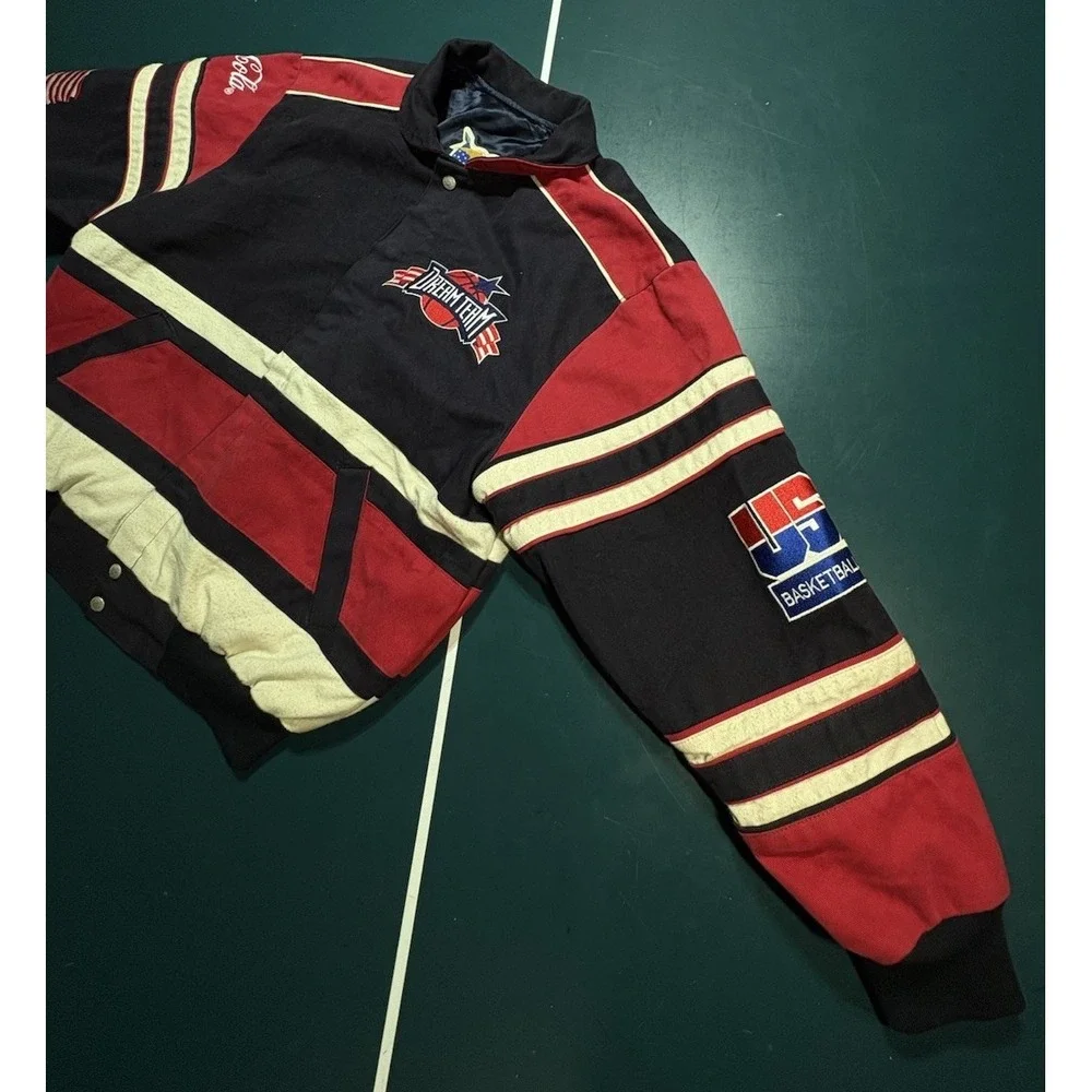 Vintage 1992‎ Jeff Hamilton USA Basketball Dream Team Bomber Jacket Large Rare